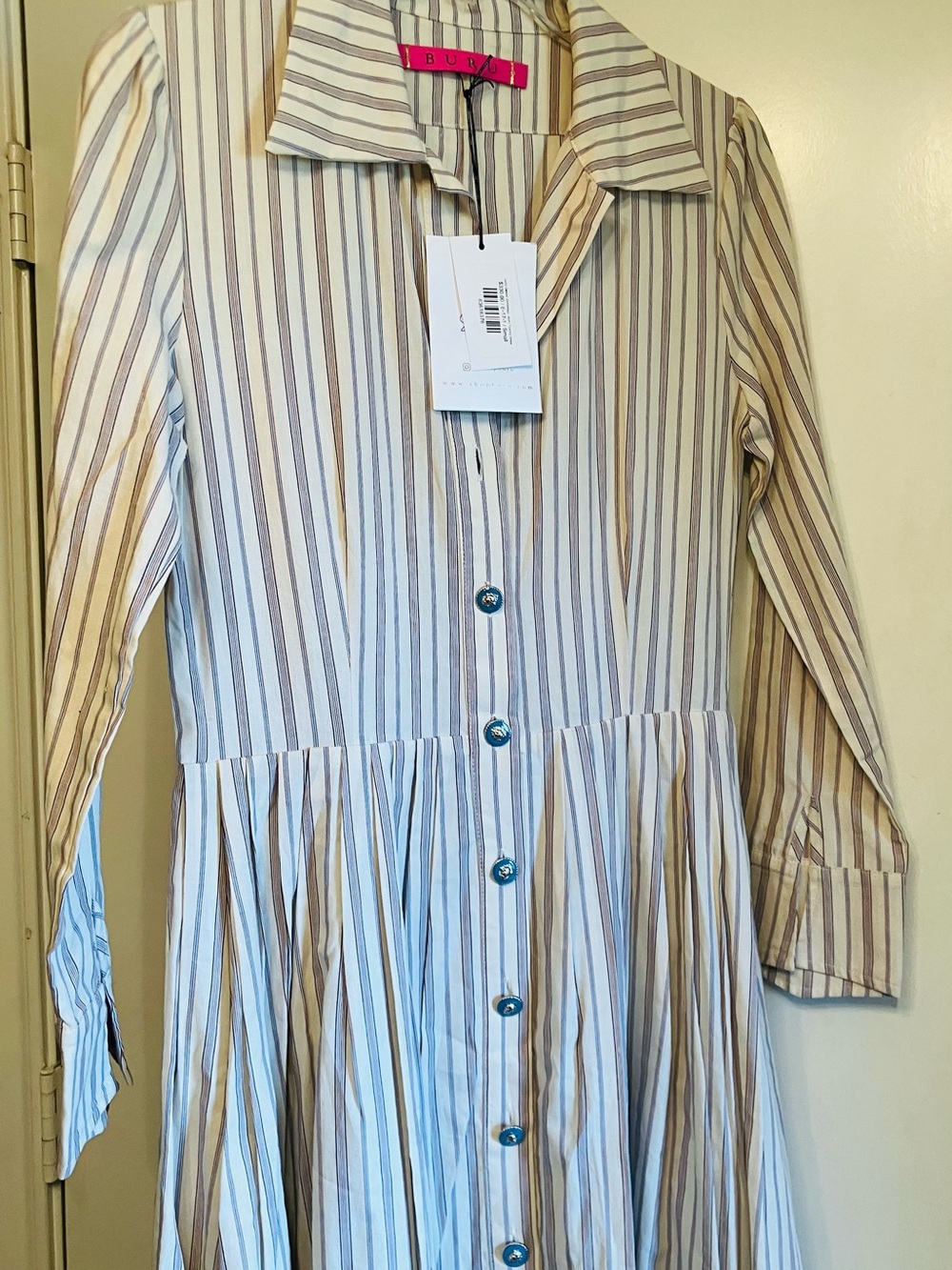 (NWT) BURU Pink Label Long-sleeve Maxi Shirtdress - Size Small